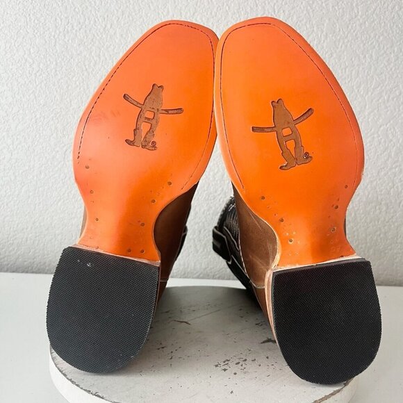 Lane RODEO HOUSTON Mens Cowboy Boots Size 10.5 Brown Leather Western Blunt Toe - Picture 9 of 12